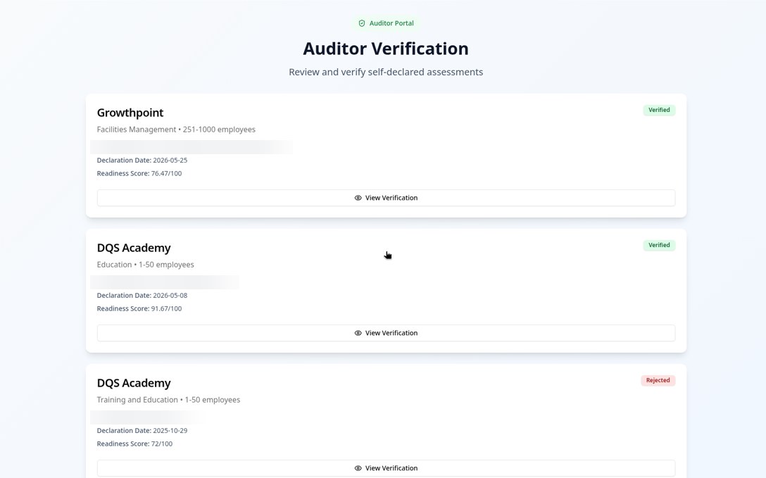 Auditor verification list (declarer names blurred)