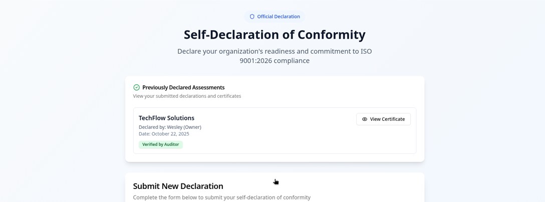 Self-declaration of conformity form