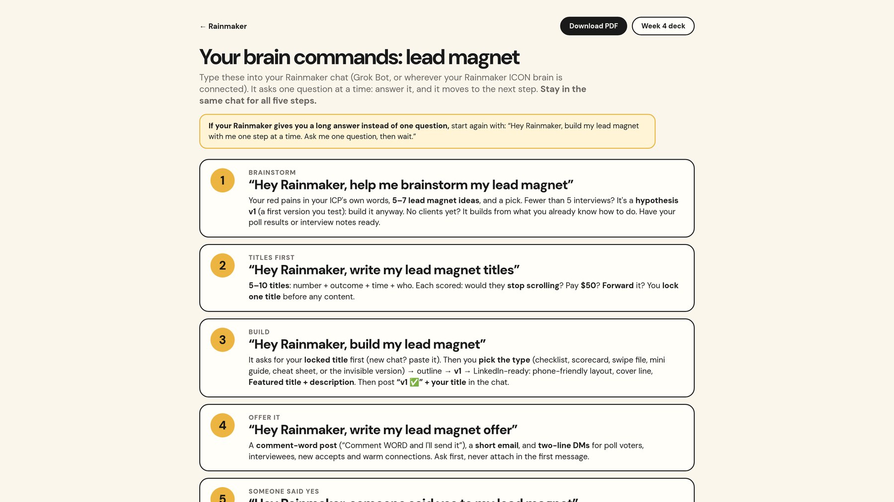 Rainmaker brain commands